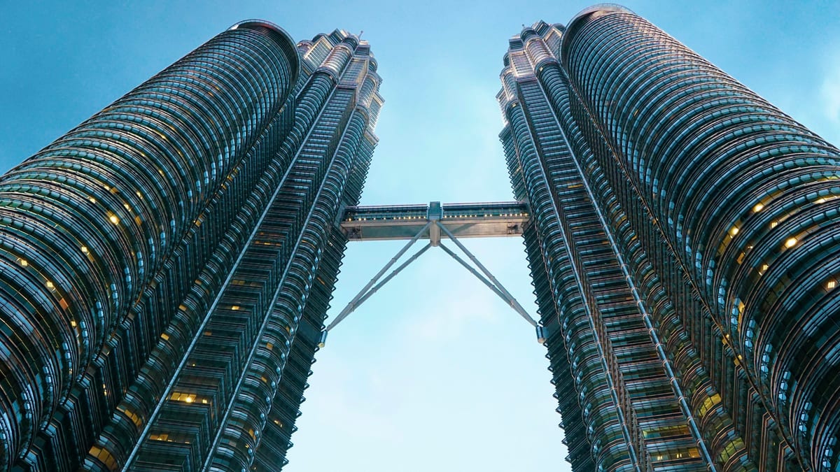 Petronas Twin Towers low angle — Malaysia stay